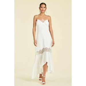 Sachin & Babi Candace Lace-panels Asymmetric Slip Dress in off white Size 6